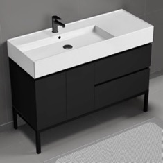 48 inch Matte Black Free Standing Bathroom Vanity